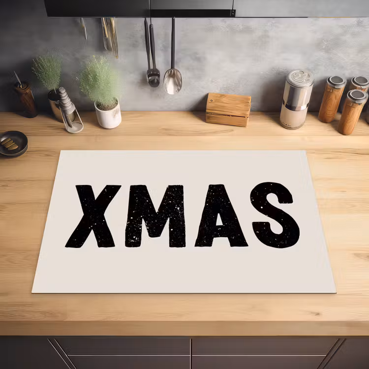 Kerst - Beige - Quotes - Xmas - Feestdagen Inductie beschermer vinyl 3mm klein -sfeer5