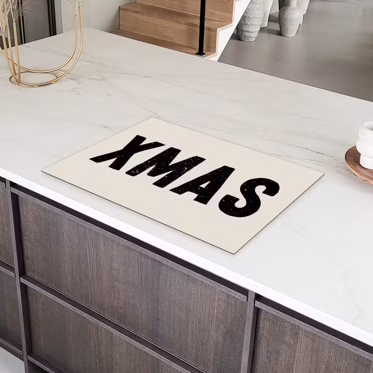 Kerst - Beige - Quotes - Xmas - Feestdagen Inductie beschermer vinyl 3mm klein -sfeer8