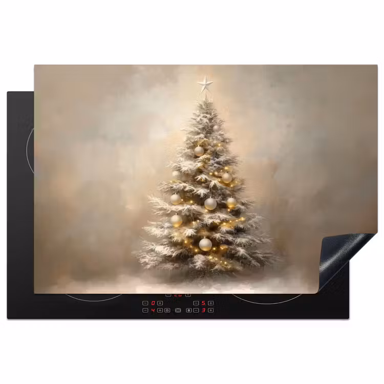 Kerst - kerstboom - Sneeuw - Art Inductie beschermer vinyl 3mm klein -3d