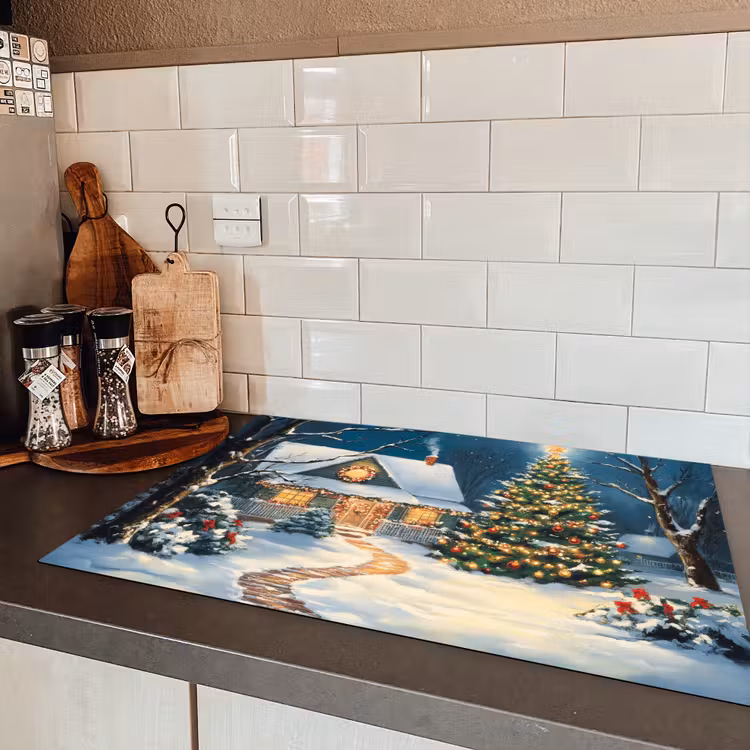 Kerst - Kerstboom - Winter - Huis - Sneeuw Inductie beschermer vinyl 3mm klein -sfeer3