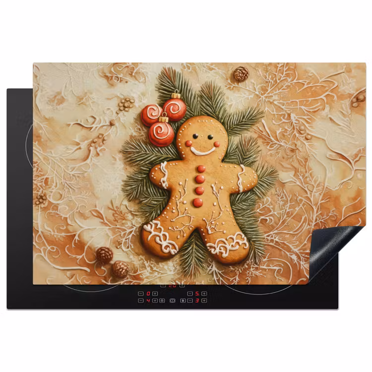 Kerstmis - Koekje - Poppetje - Speculaas Inductie beschermer vinyl 3mm klein -3d