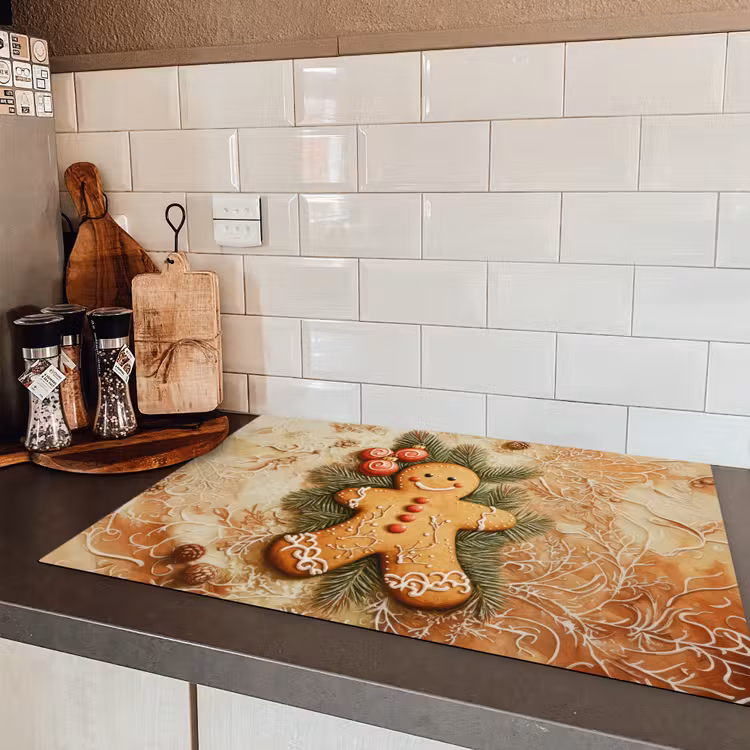 Kerstmis - Koekje - Poppetje - Speculaas Inductie beschermer vinyl 3mm klein -sfeer3