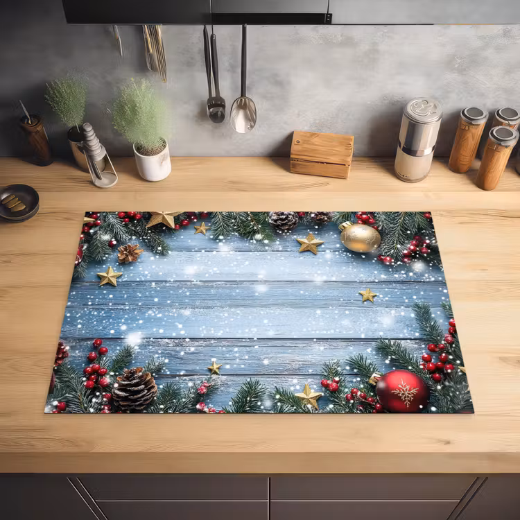 Kerstomlijsting - Sneeuw - Meerkleurig Inductie beschermer vinyl 3mm klein -sfeer5