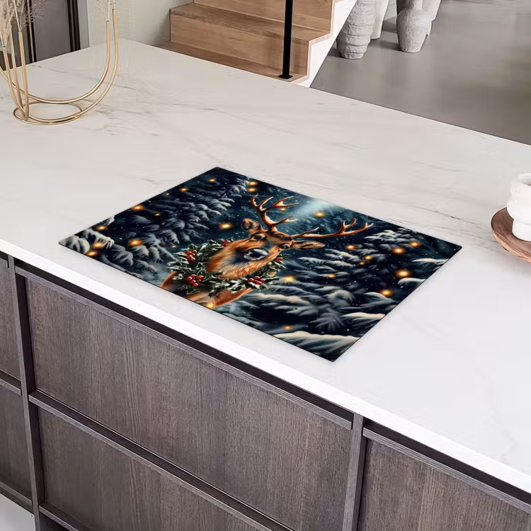 Kerst - Magie - Bos - Kleurrijk Inductie beschermer vinyl 3mm klein -sfeer8