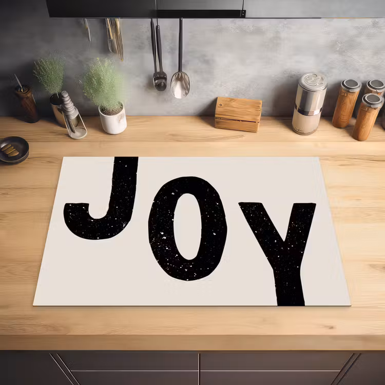 Kerst - Quote - Joy - Zwart - Feestdagen Inductie beschermer vinyl 3mm klein -sfeer5