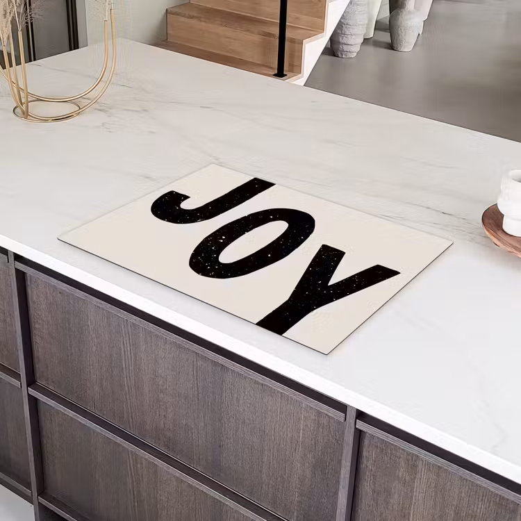 Kerst - Quote - Joy - Zwart - Feestdagen Inductie beschermer vinyl 3mm klein -sfeer8