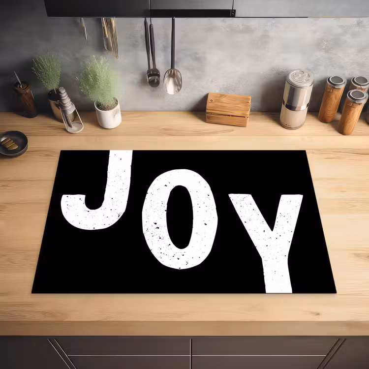 Kerstmis - Quotes - Joy - Zwart - Feest Inductie beschermer vinyl 3mm klein -sfeer5