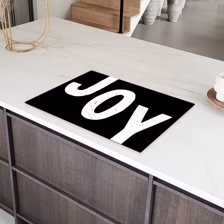 Kerstmis - Quotes - Joy - Zwart - Feest Inductie beschermer vinyl 3mm klein -sfeer8