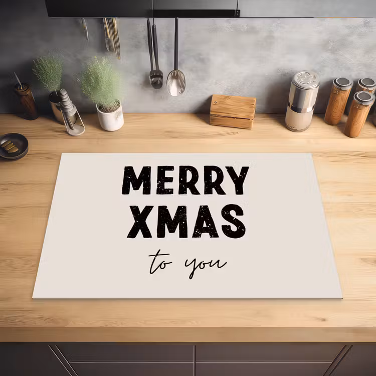 Kerst - Quotes - Merry xmas - Feestdagen - Zwart Inductie beschermer vinyl 3mm klein -sfeer5