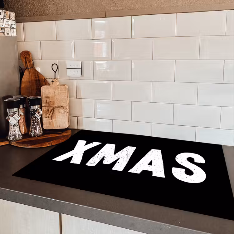 Kerst - Quotes - Xmas - Zwart - Feestdagen Inductie beschermer vinyl 3mm klein -sfeer3