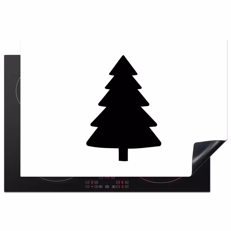 Kerstboom - Zwart - Kerstmis - Feest Inductie beschermer vinyl 3mm klein -3d