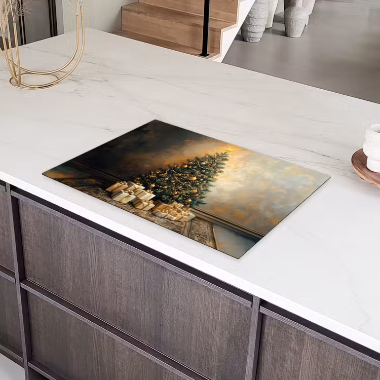 Kerstboom - Cadeaus - Goud Inductie beschermer vinyl 3mm klein -sfeer8