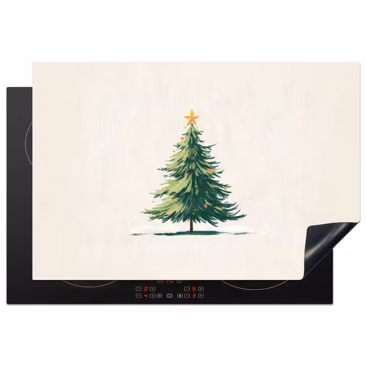 Kerstboom - Illustratie - Ster - Sneeuw Inductie beschermer vinyl 3mm klein -3d