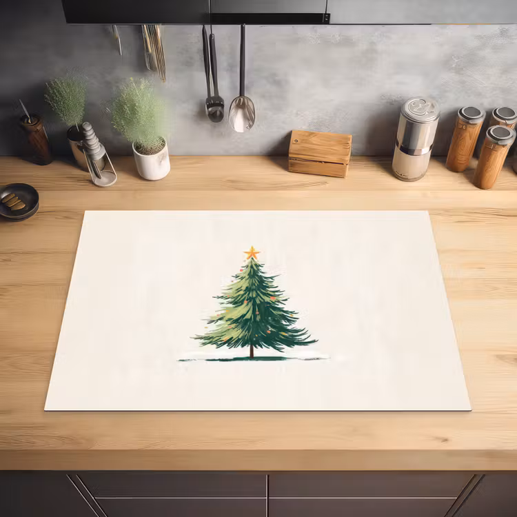 Kerstboom - Illustratie - Ster - Sneeuw Inductie beschermer vinyl 3mm klein -sfeer5