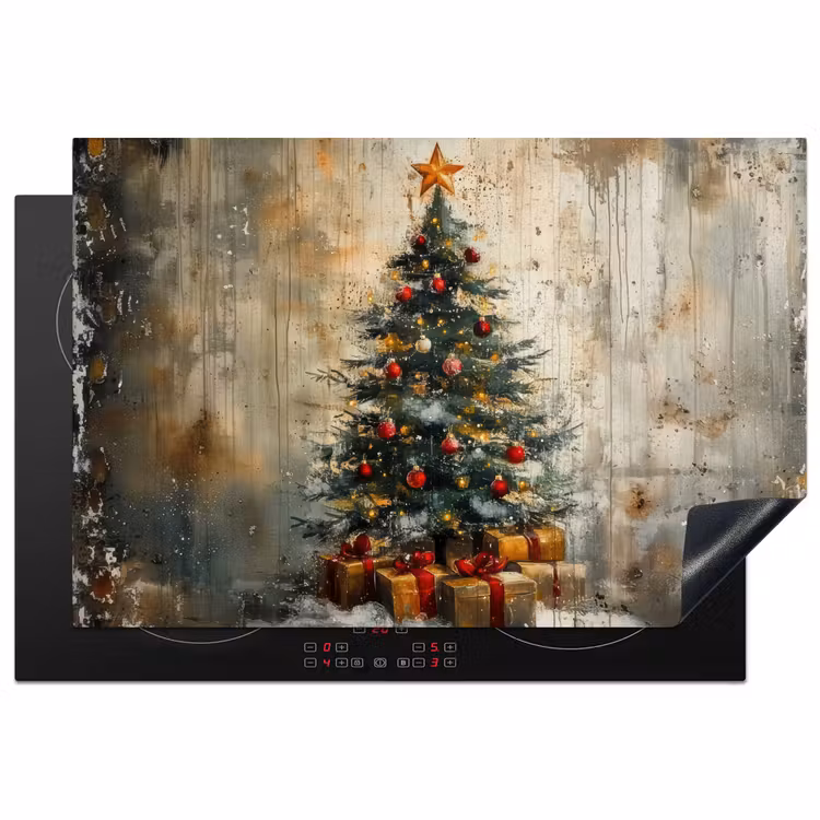 Kerstboom - Vintage - Kerst - Cadeau Inductie beschermer vinyl 3mm klein -3d