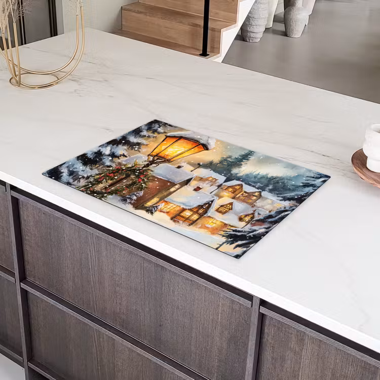 Kerstdorp - Huizen - Sneeuw - Kerst Inductie beschermer vinyl 3mm klein -sfeer8
