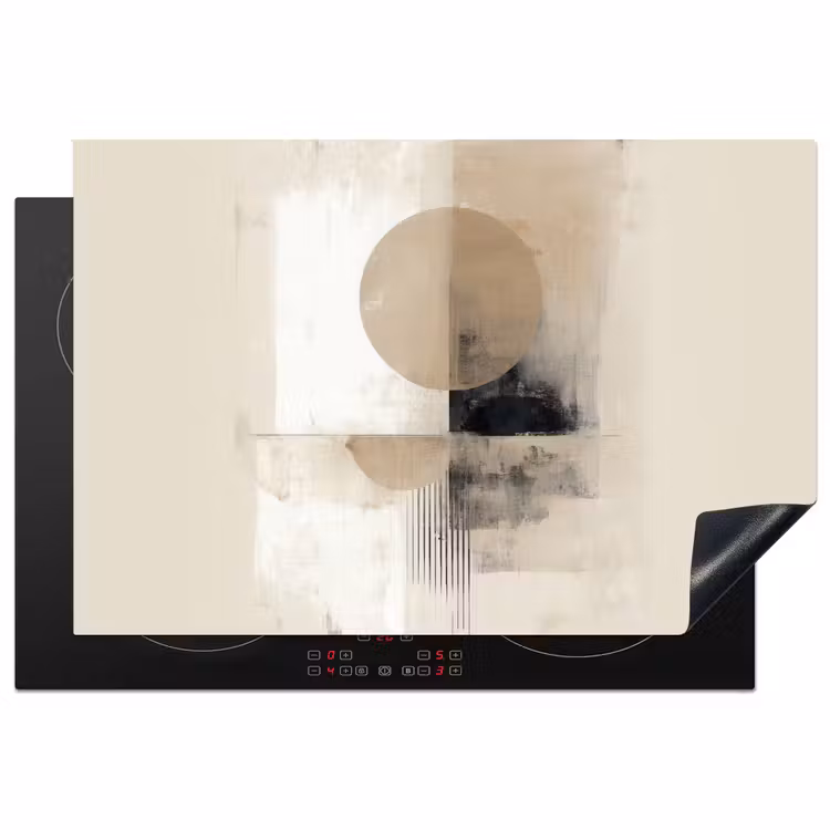 Cirkel - Compositie - Diepte - Beige Inductie beschermer vinyl 3mm klein -3d