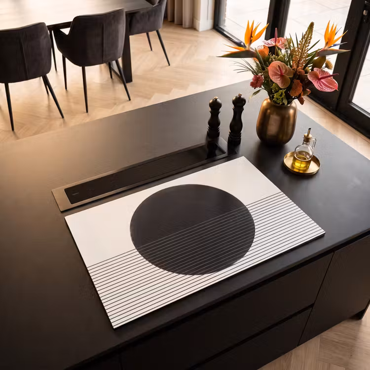 Induction Hob Cover - Circle - Lines - Abstract - Cirkel - Lijnen - Abstract Inductie beschermer vinyl 3mm klein