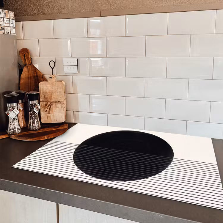 Induction Hob Cover - Circle - Lines - Abstract - Cirkel - Lijnen - Abstract Inductie beschermer vinyl 3mm klein