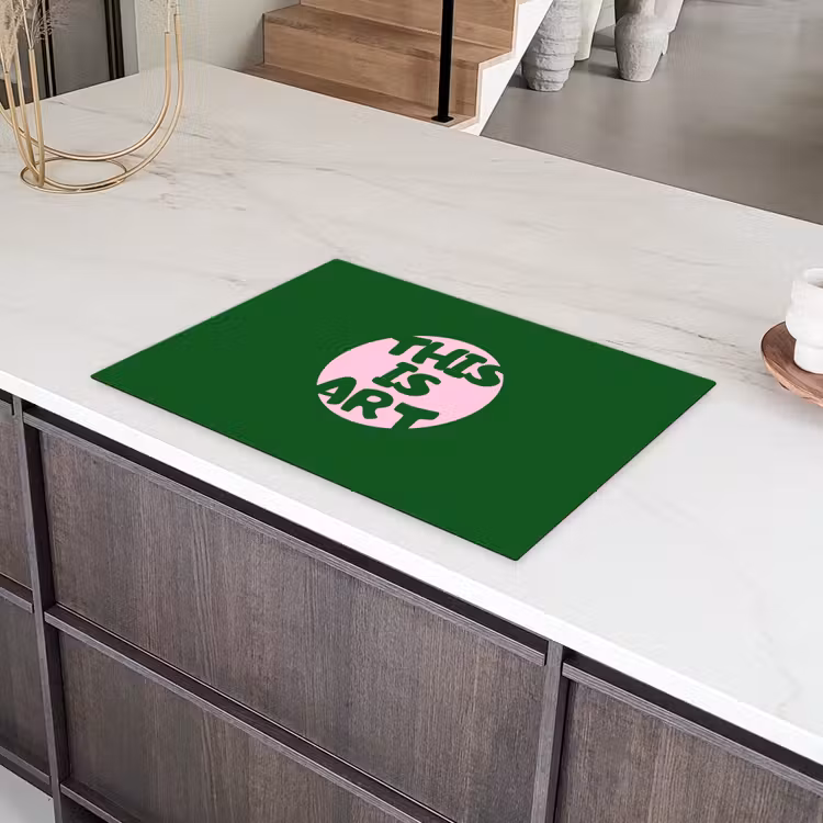 Cirkel - Roze - Tekst - Art Inductie beschermer vinyl 3mm klein -sfeer8