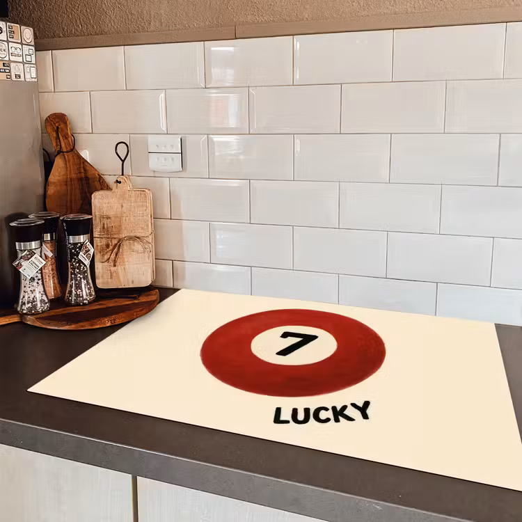 Cirkel - Zeven - Lucky - Rood Inductie beschermer vinyl 3mm klein -sfeer3