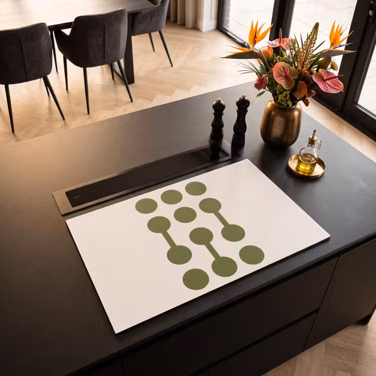 Cirkels - Geometrisch - Abstract - Modern - Groen Inductie beschermer vinyl 3mm klein -sfeer5