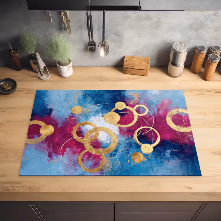 Cirkels - Goud - Abstract Inductie beschermer vinyl 3mm klein -sfeer5