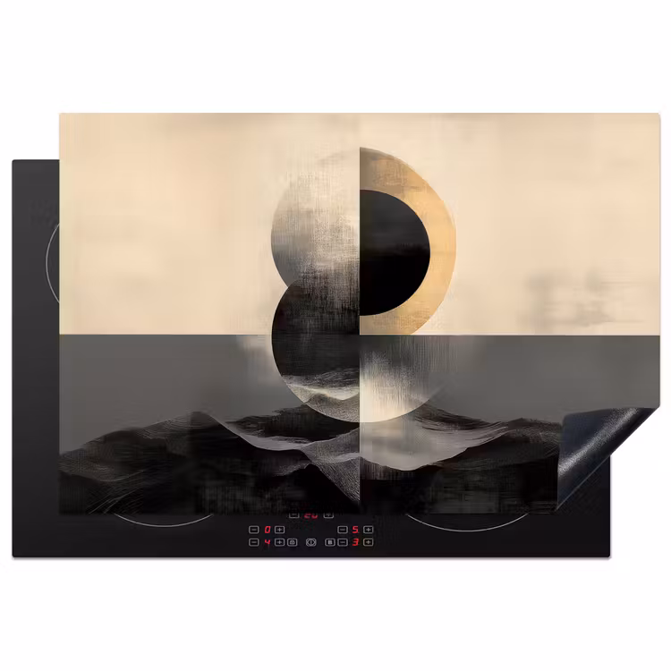 Cirkels - Schaduw - Abstract Inductie beschermer vinyl 3mm klein -3d