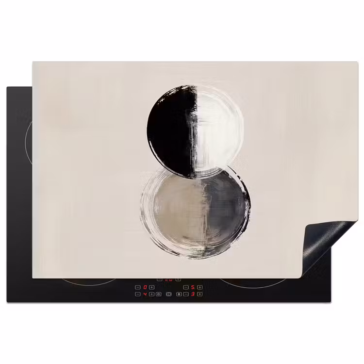 Cirkels - Strepen - Minimalistisch - Zwart Inductie beschermer vinyl 3mm klein -3d
