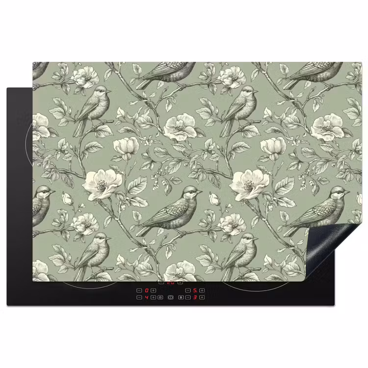 Klassiek - Botanisch - Groen Inductie beschermer vinyl 3mm klein 276 -3d