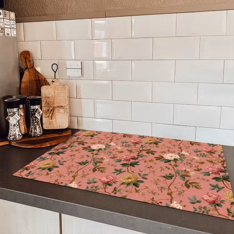 Klassiek - Botanisch - Roze Inductie beschermer vinyl 3mm klein 276 -sfeer3