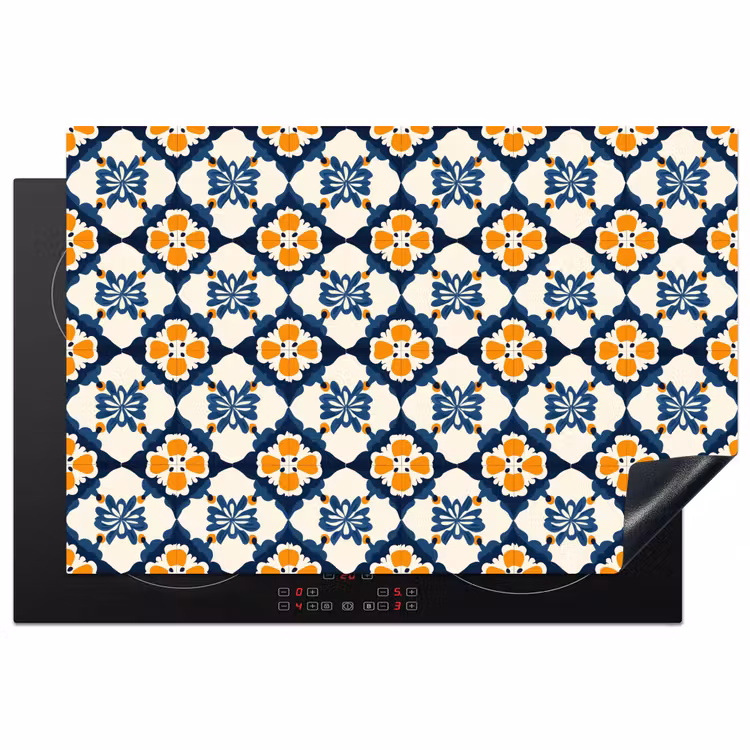 Klassiek - Geometrisch - Blauw Inductie beschermer vinyl 3mm klein 276 -3d