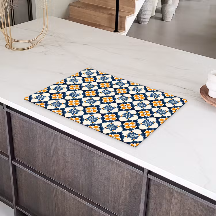 Klassiek - Geometrisch - Blauw Inductie beschermer vinyl 3mm klein 276 -sfeer8