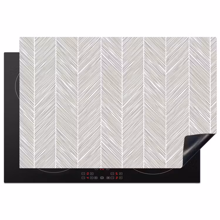 Klassiek - Visgraat - Grijs Inductie beschermer vinyl 3mm klein 276 -3d