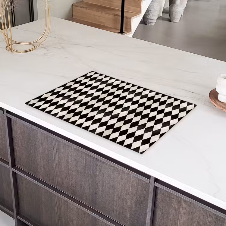 Klassiek - Patroon - Zwart Inductie beschermer vinyl 3mm klein 276 -sfeer8