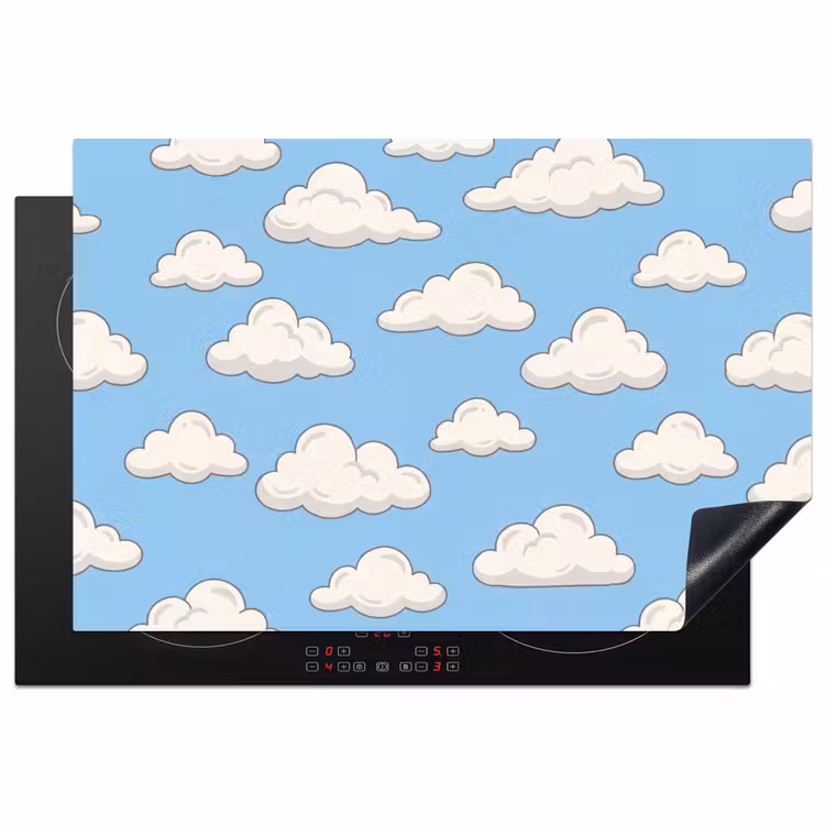Wolk - Cartoon - Lucht - Blauw - Wit Inductie beschermer vinyl 3mm klein -3d
