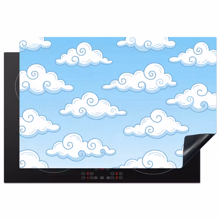 Wolk - Lucht - Cartoon - Blauw - Wit Inductie beschermer vinyl 3mm klein -3d