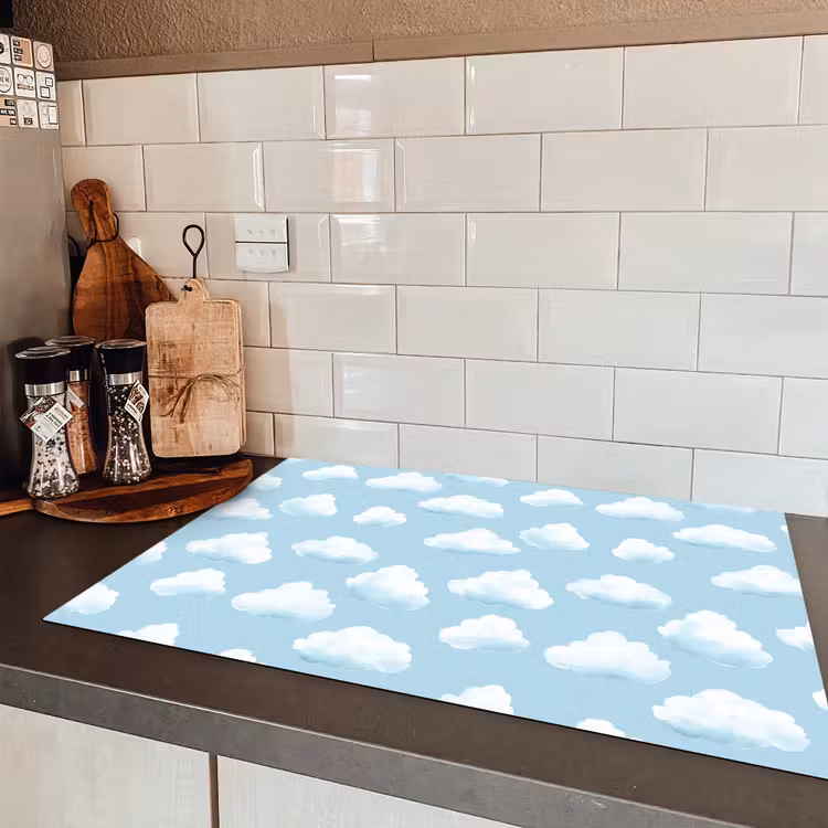 Wolken - Illustratie - Blauw Inductie beschermer vinyl 3mm klein 276 -sfeer3