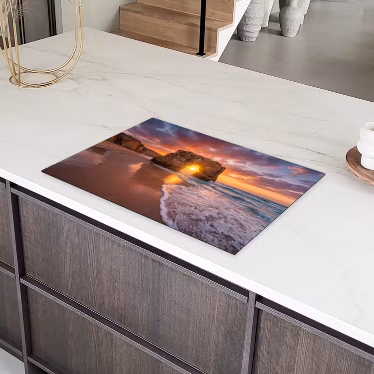 Kust - Rots - Zonsondergang - Zee - Natuur Inductie beschermer vinyl 3mm klein -sfeer8