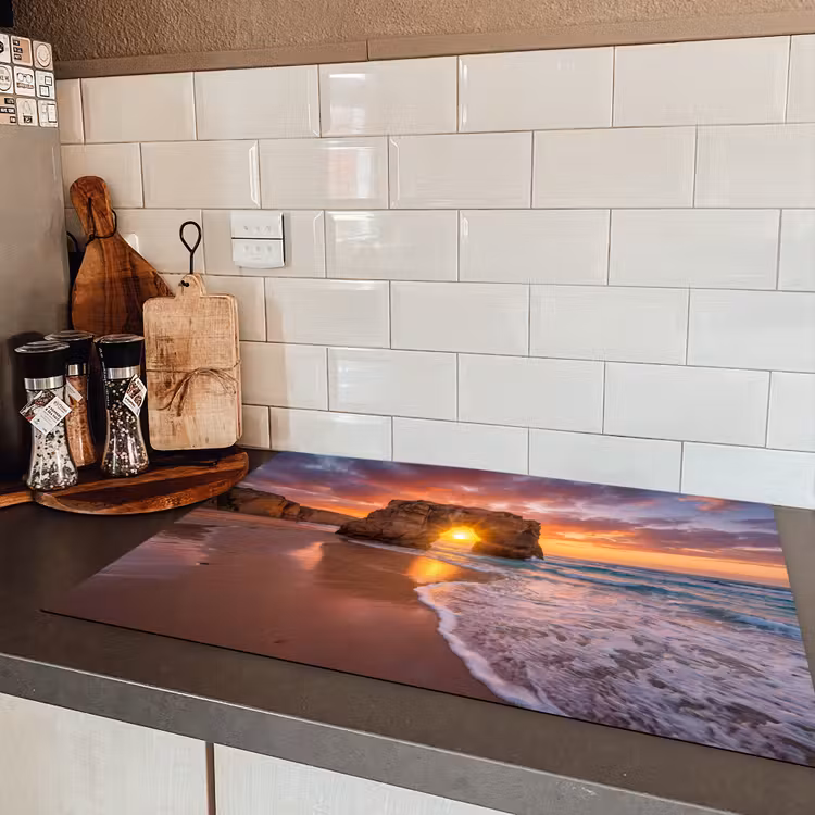 Kust - Rots - Zonsondergang - Zee - Natuur Inductie beschermer vinyl 3mm klein -sfeer3