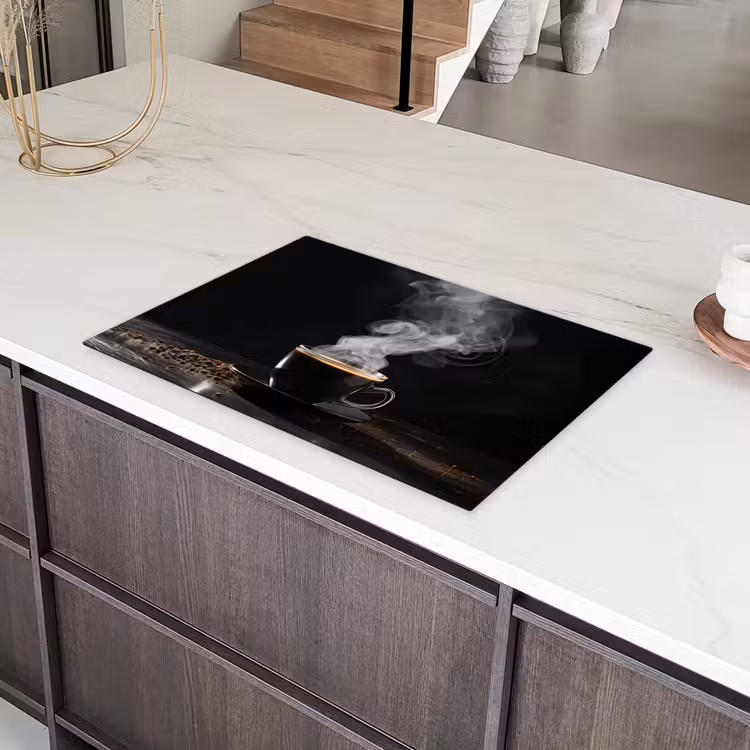Koffie - Zwart - Bonen - Warm - Kopje Inductie beschermer vinyl 3mm klein -sfeer8