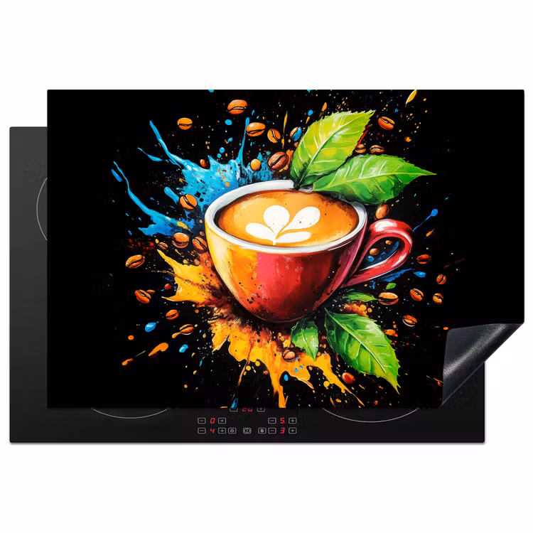 Koffie - Graffiti - Drinken - Abstract Inductie beschermer vinyl 3mm klein -3d