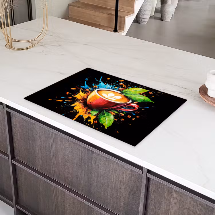 Koffie - Graffiti - Drinken - Abstract Inductie beschermer vinyl 3mm klein -sfeer8