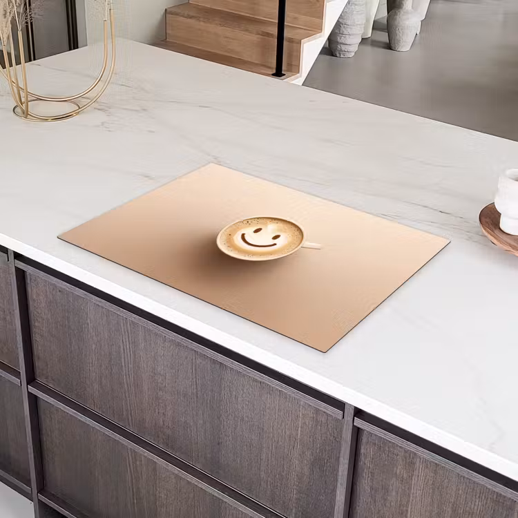 Koffie - Melkschuim - Lach - Beige Inductie beschermer vinyl 3mm klein -sfeer8