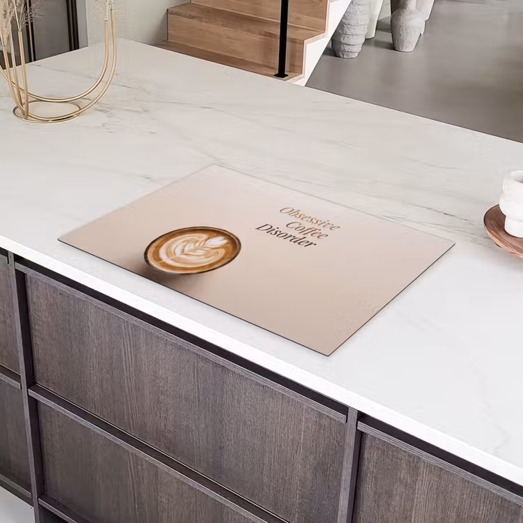 Koffie - Obessive Coffee Disorder - Beige Inductie beschermer vinyl 3mm klein -sfeer8