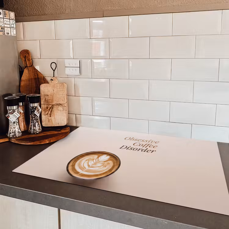 Koffie - Obessive Coffee Disorder - Beige Inductie beschermer vinyl 3mm klein -sfeer3