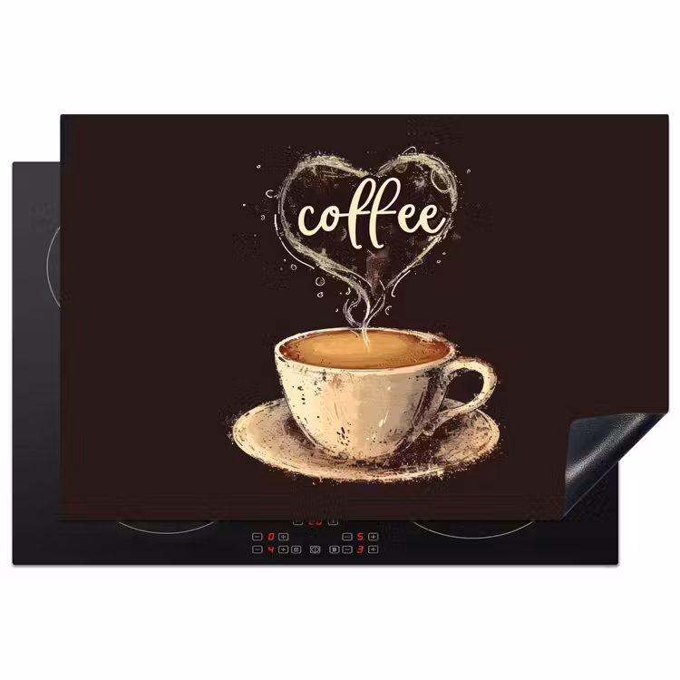 Koffie - Quote - Hartje - Coffee Inductie beschermer vinyl 3mm klein -3d