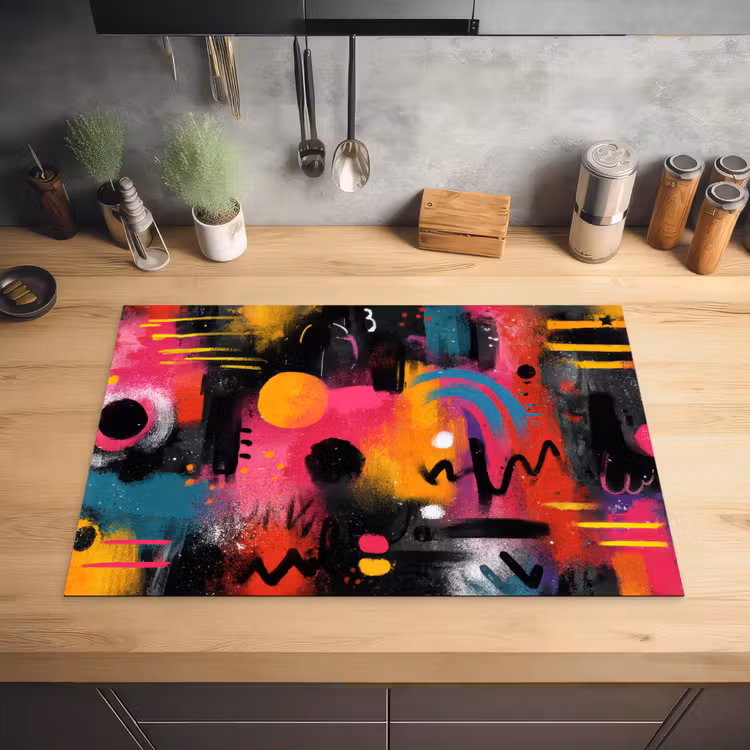 Kleurvlakken - Vormen - Kleurrijk - Abstract Inductie beschermer vinyl 3mm klein -sfeer5