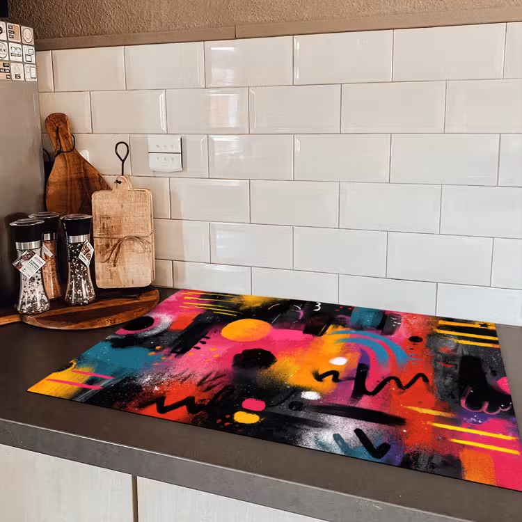Kleurvlakken - Vormen - Kleurrijk - Abstract Inductie beschermer vinyl 3mm klein -sfeer3