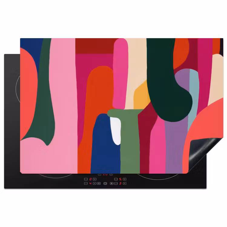 Kleurvakken - Recht - Rond - Abstract Inductie beschermer vinyl 3mm klein -3d